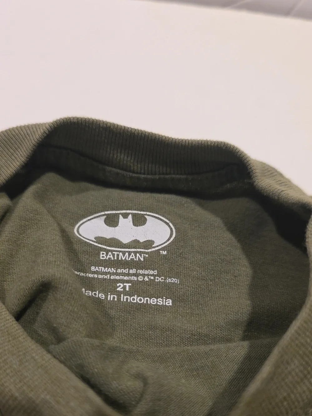 Batman Kids Costume T‑Shirt in Olive Green - Official Licensed 2t